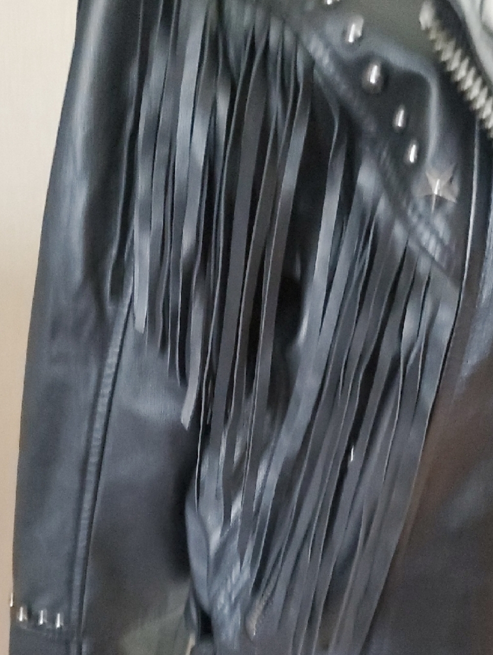 NWT Spell Teodora Black Leather Fringe Moto Jacket with Studs - Picture 3 of 15